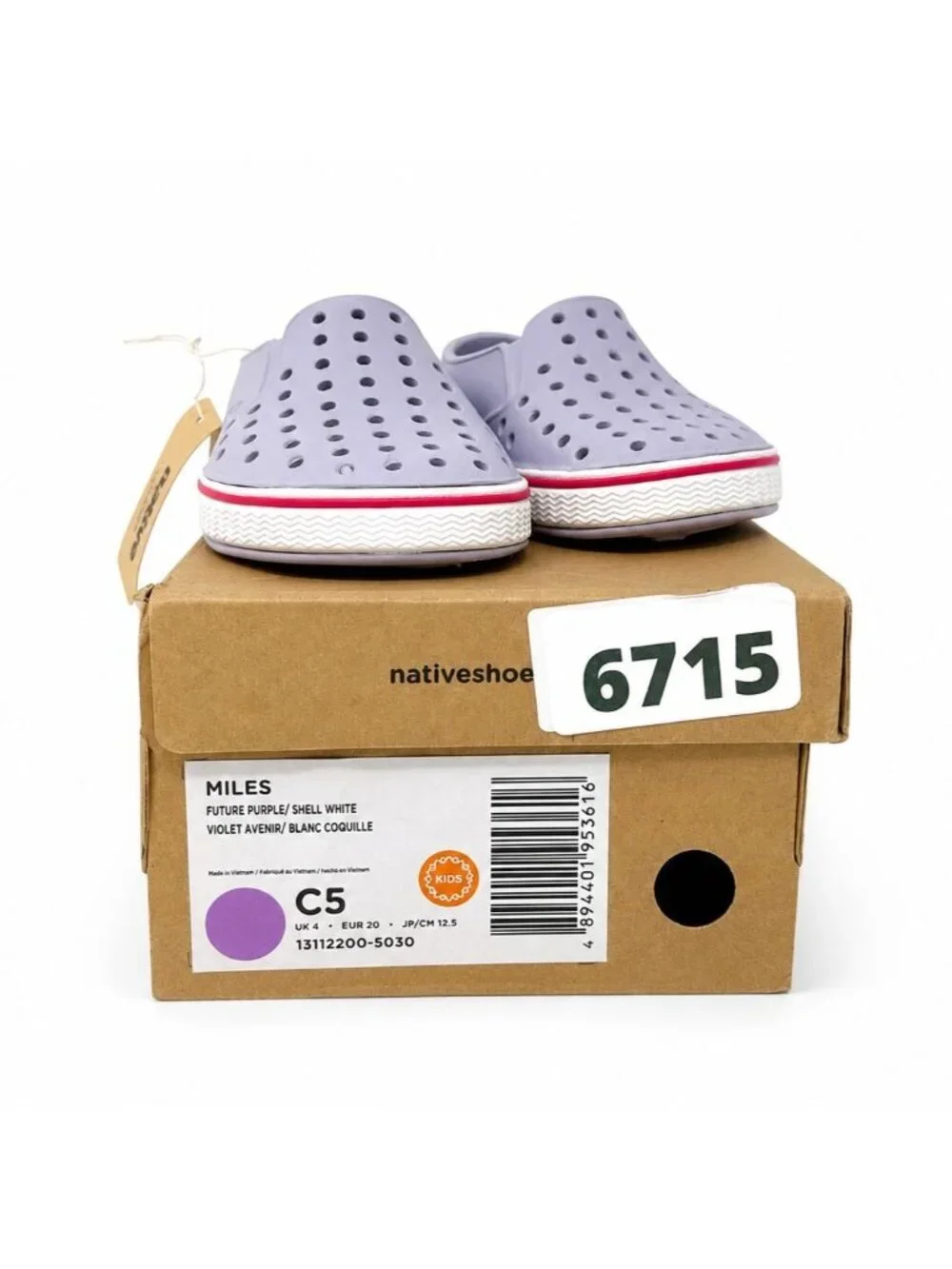 Native Shoes Miles Slip-On Future Purple Shell White Toddler C5 Lightweight EVA